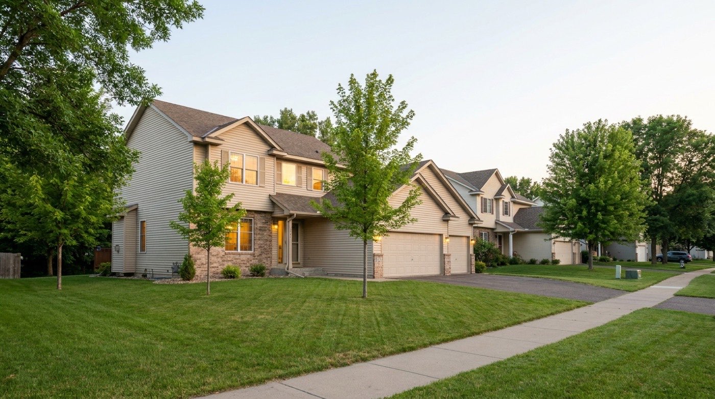 Homes on a residential street like those we serve in Eden Prairie