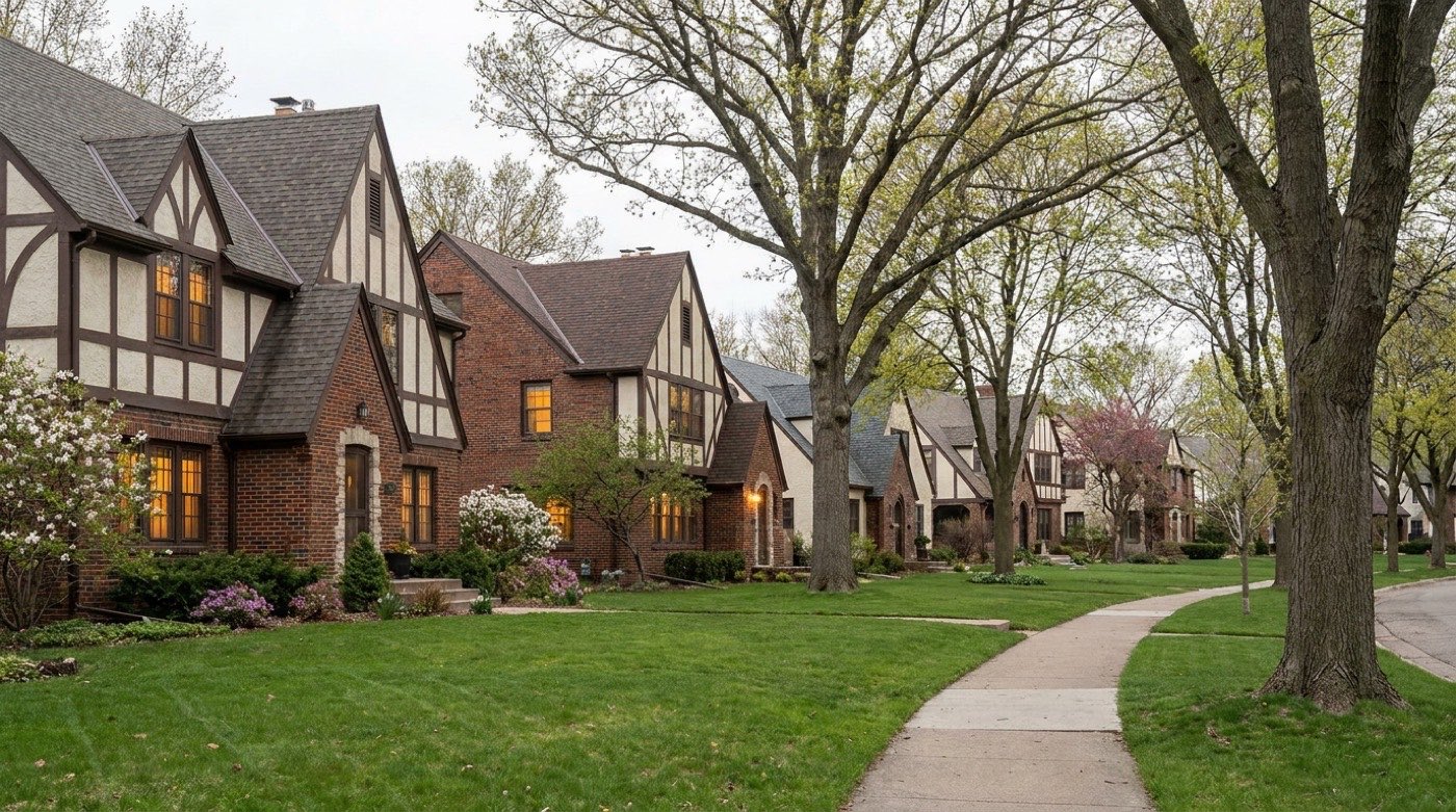Homes on a residential street like those we serve in Edina