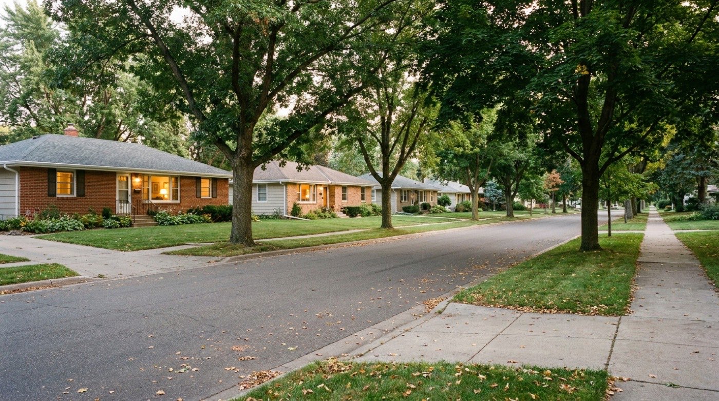 Homes on a residential street like those we serve in Hopkins