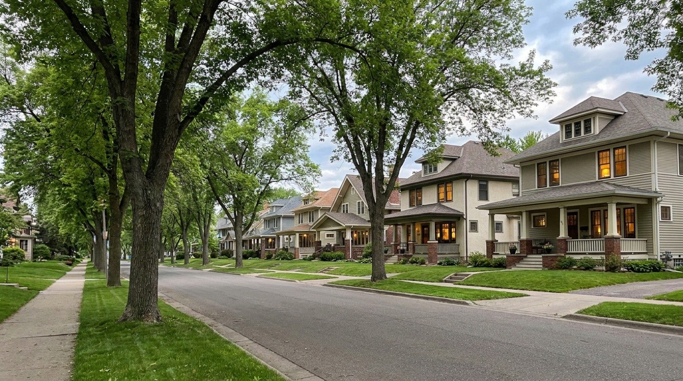 Homes on a residential street like those we serve in Minneapolis