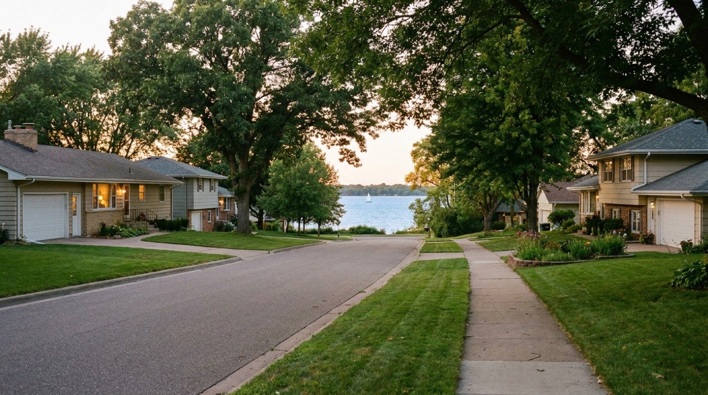 Homes on a residential street like those we serve in White Bear Lake