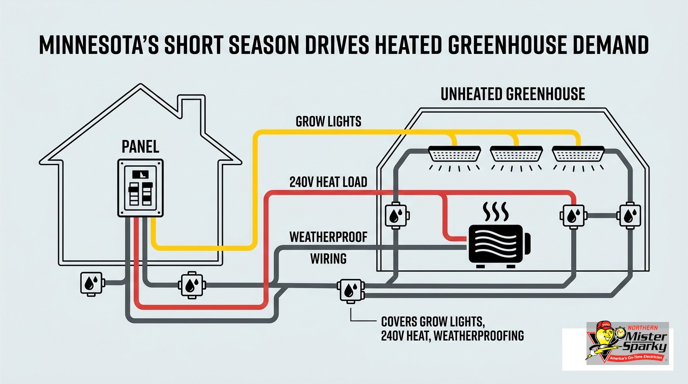 Backyard Greenhouse Electrical Wiring in Minnesota