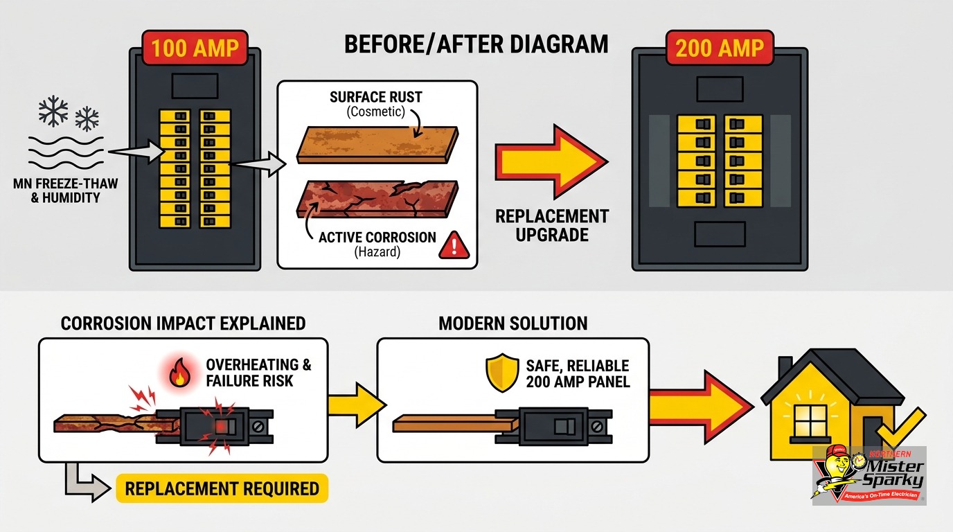 Electrical Panel Corrosion and Rusty Breakers in the Twin Cities