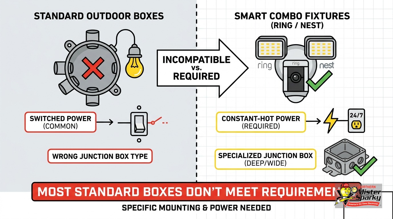 Outdoor Floodlight Camera Wiring Installation: Box Check