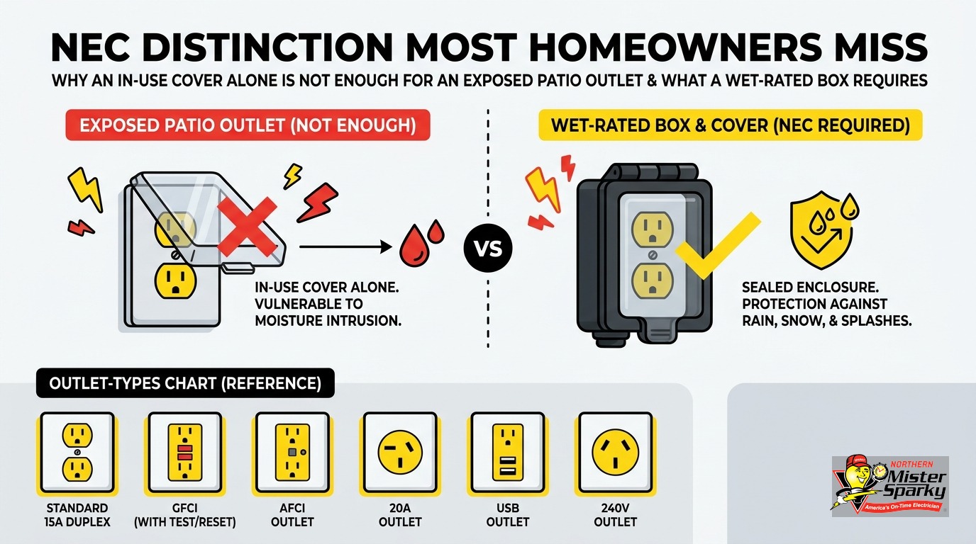 Wet vs. Damp Location Outdoor Outlet: What the NEC Requires