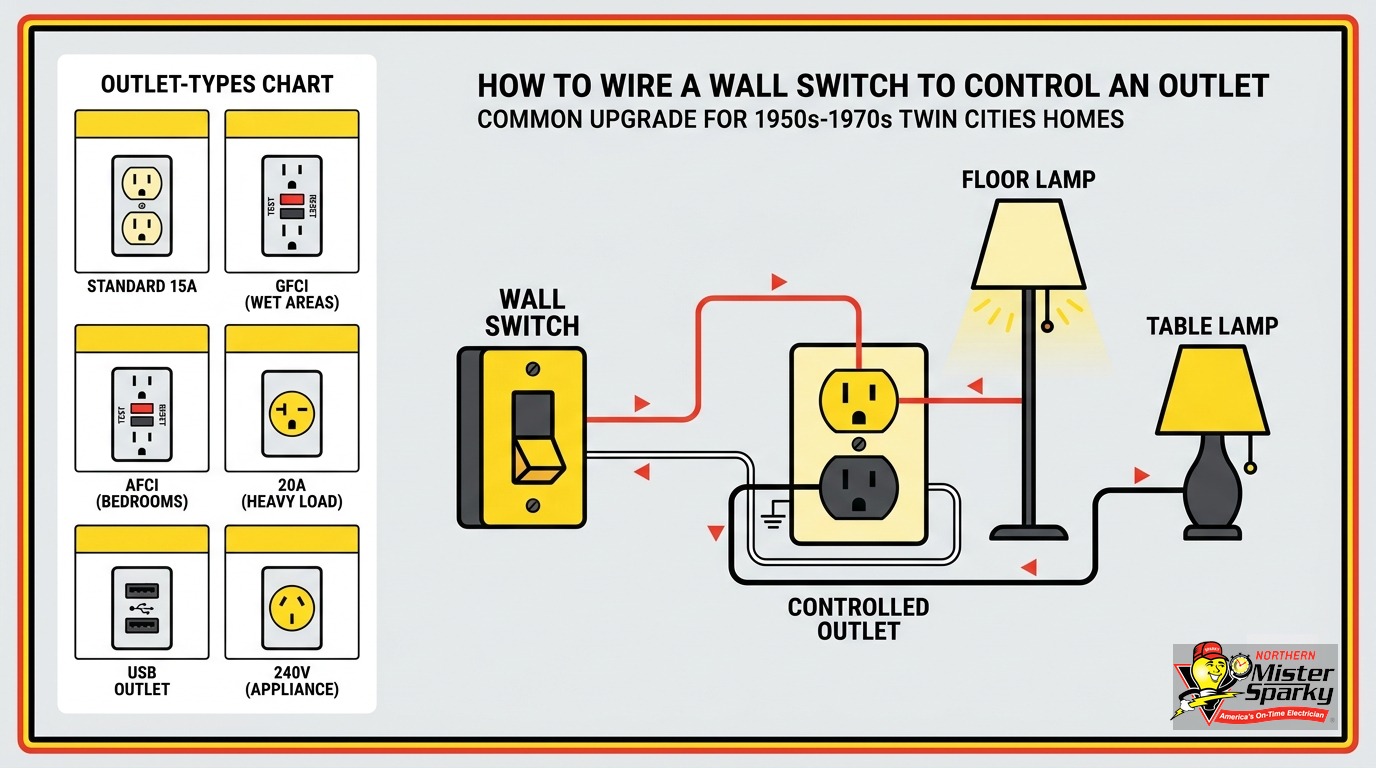 Switch Controlled Outlet Wiring in Twin Cities Homes