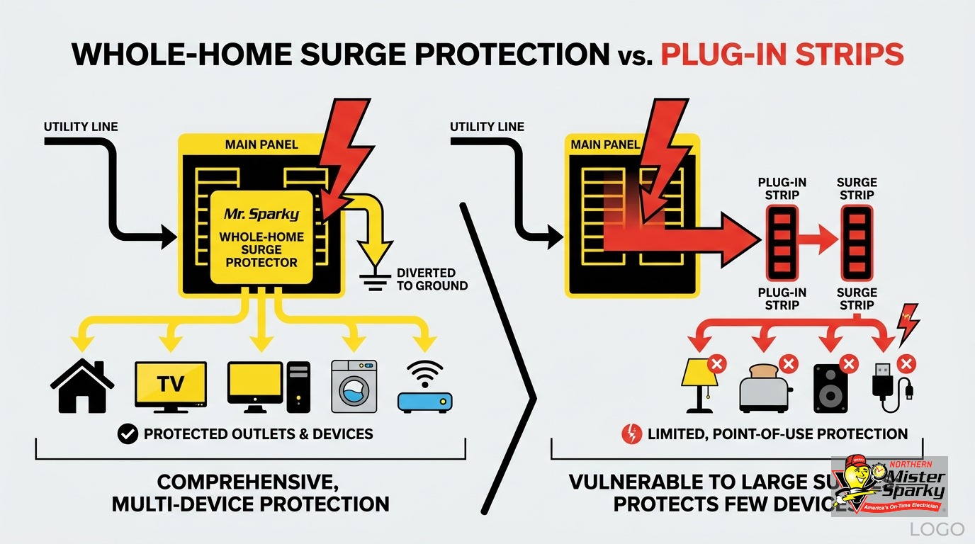 Whole Home Surge Protector vs Plug-In Strips in MN